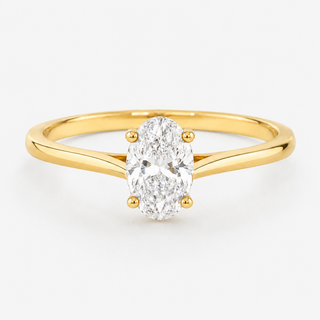 0.50 carat oval-cut laboratory-grown diamond solitaire ring in 14K yellow gold