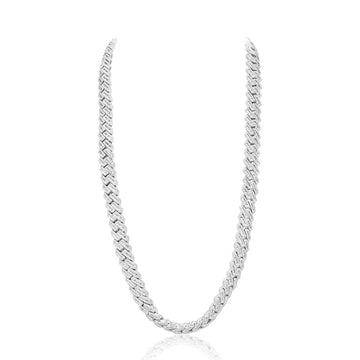 White Gold & Diamond Baguette Cuban Link Chain