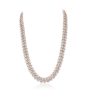 Rose and White Gold Diamond Cuban link Chain