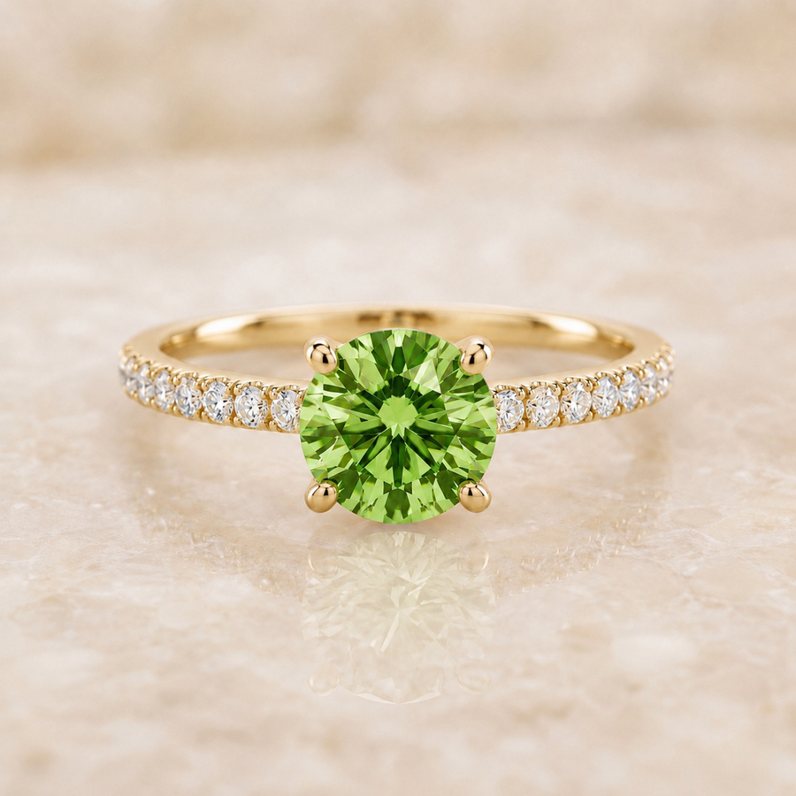 Green lab-grown diamond engagement rings by 1Luxury Miami