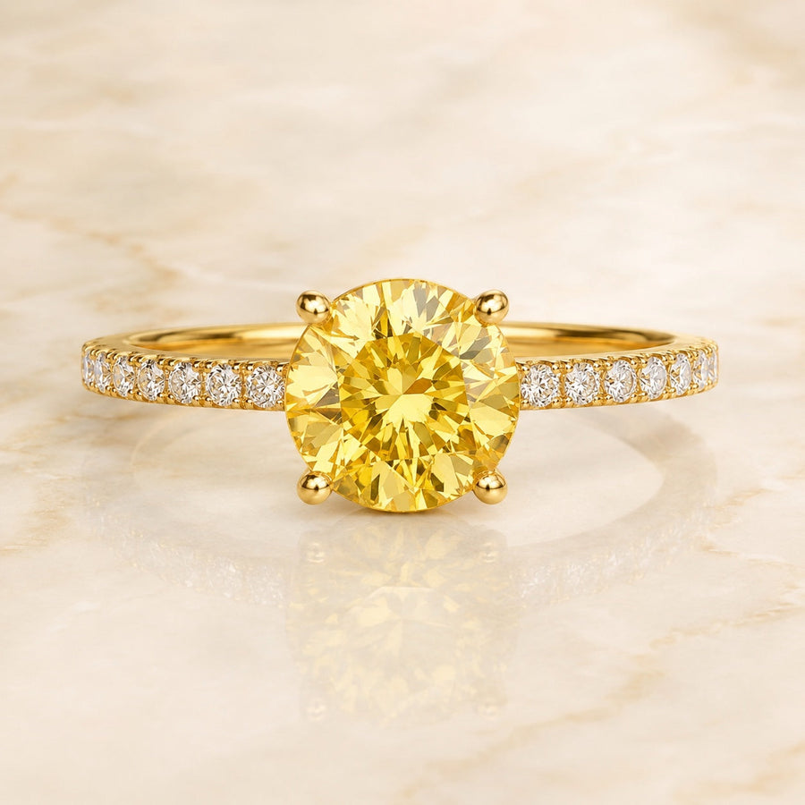 Lab-grown yellow diamond engagement ring collection by 1Luxury Miami