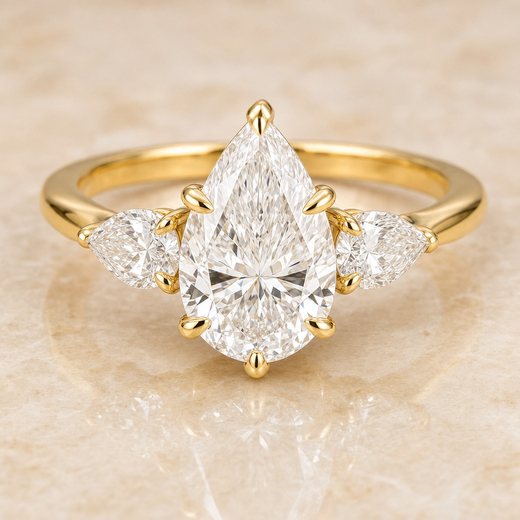 Pear Three-Stone Ring - image 3 - 1Luxury Miami
