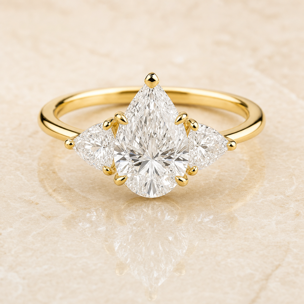 Pear three-stone diamond engagement ring setting – 1Luxury Miami