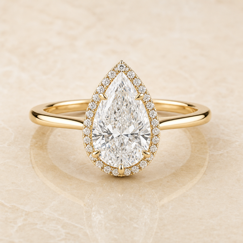 Pear cathedral pavé diamond engagement ring setting – 1Luxury Miami