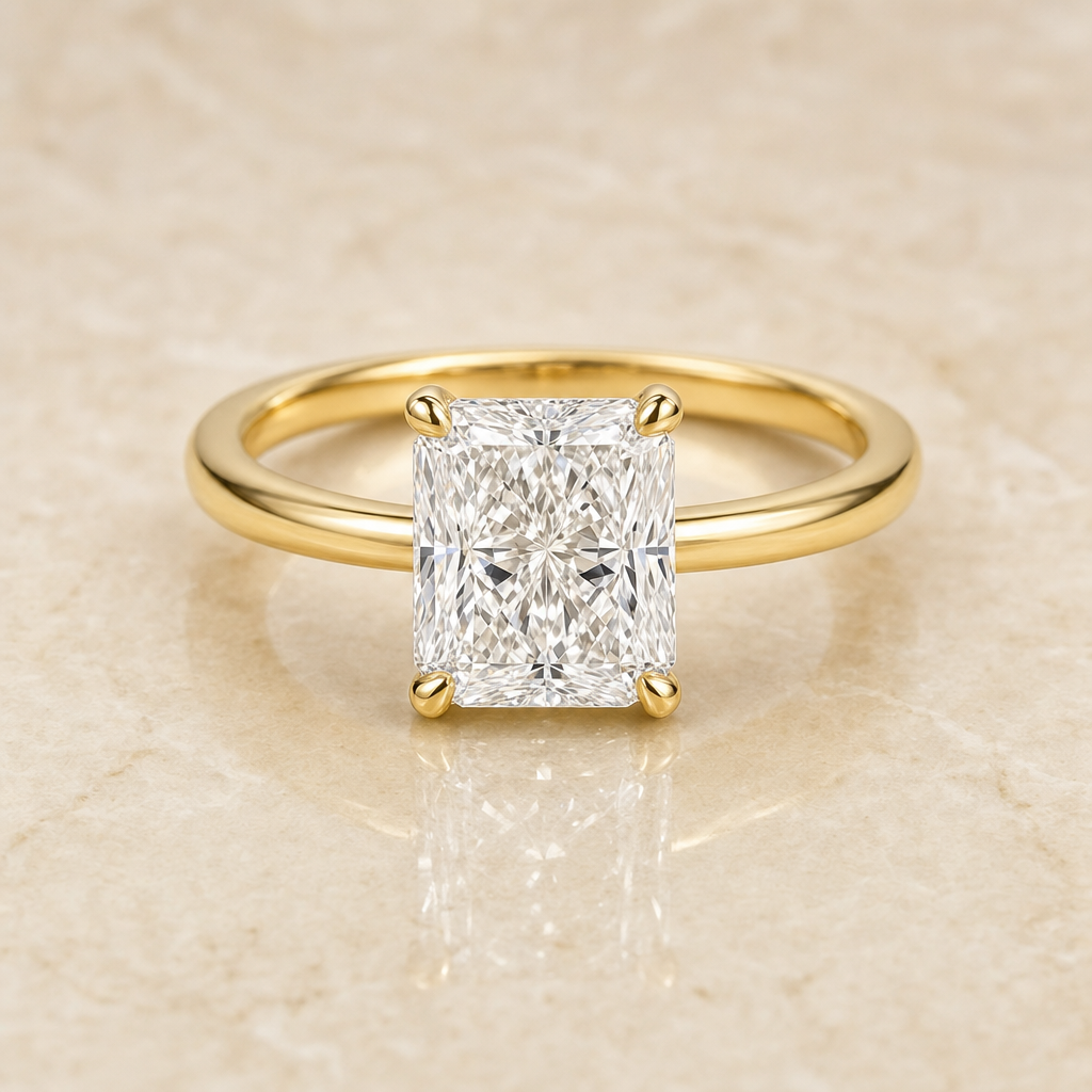 Radiant classic solitaire diamond engagement ring setting – 1Luxury Miami
