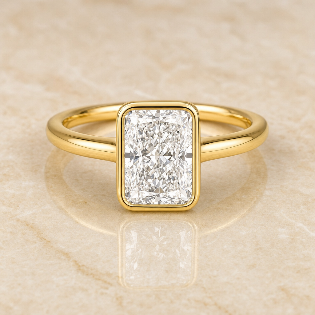 Radiant bezel-set diamond engagement ring setting – 1Luxury Miami