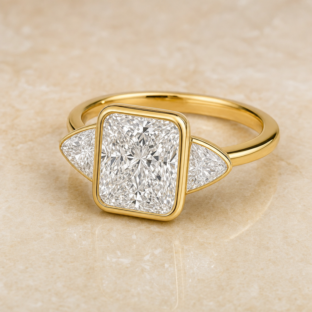 Radiant bezel-set diamond engagement ring setting – 1Luxury Miami