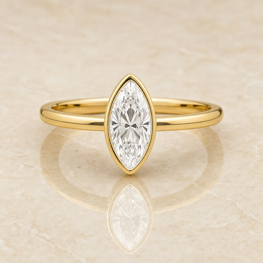 Marquise bezel-set diamond engagement ring setting – 1Luxury Miami