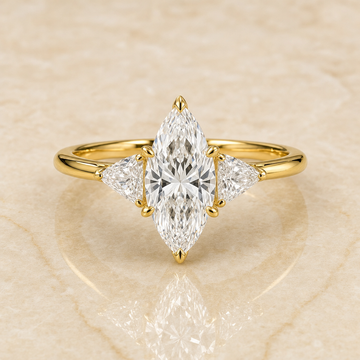 Marquise three-stone diamond engagement ring setting – 1Luxury Miami