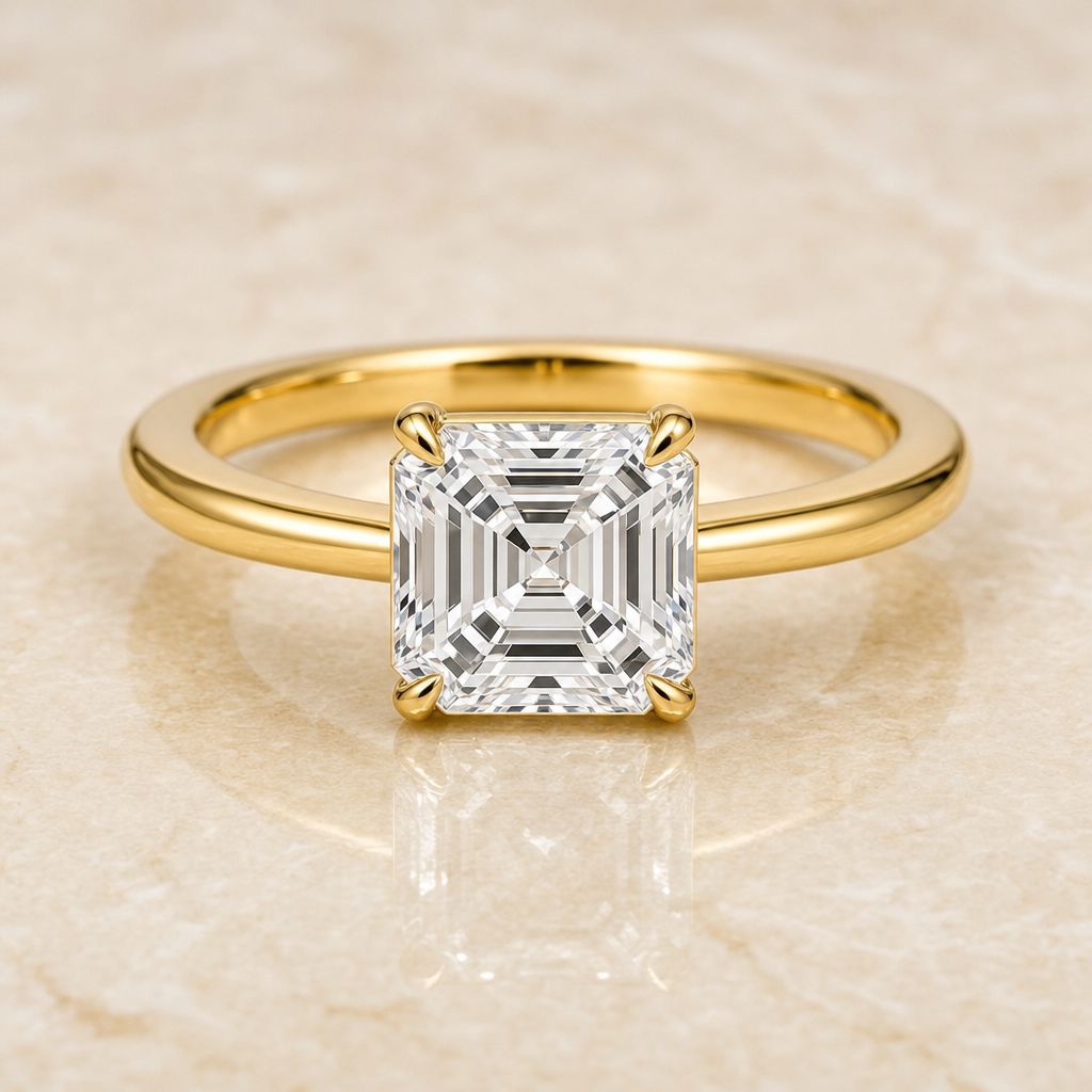 Asscher classic solitaire diamond engagement ring setting – 1Luxury Miami