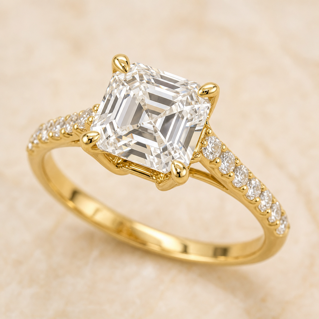 Asscher Cathedral Pavé Ring - image 3 - 1Luxury Miami