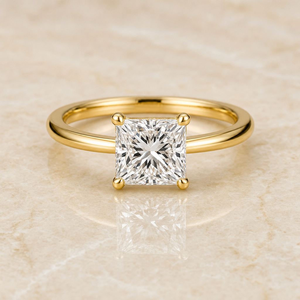 Princess classic solitaire lab-grown diamond engagement ring – 1Luxury Miami