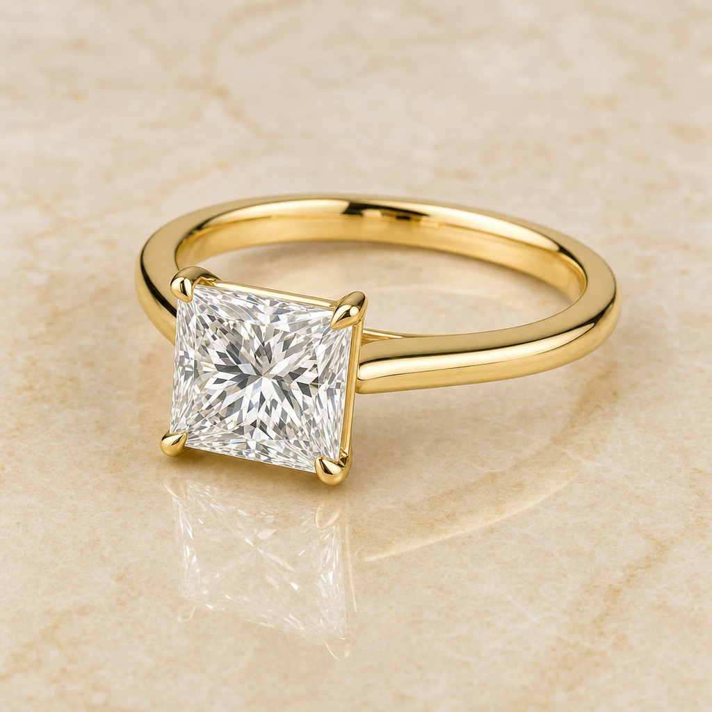 Princess classic solitaire lab-grown diamond engagement ring – 1Luxury Miami