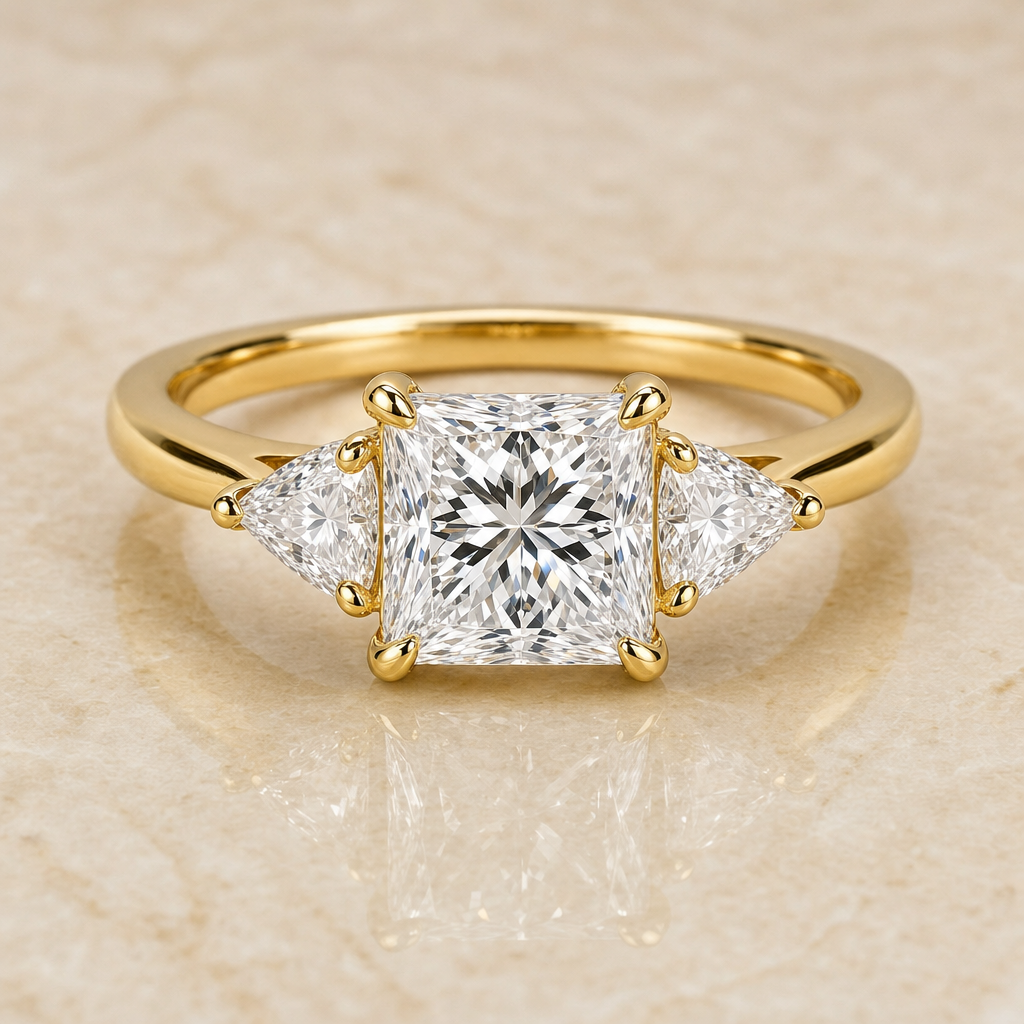 Princess three-stone lab-grown diamond engagement ring – 1Luxury Miami