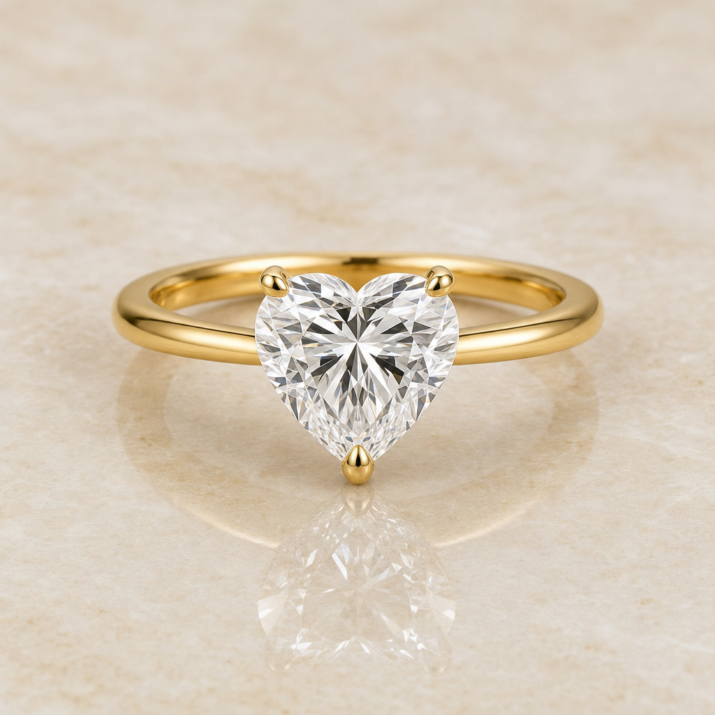 Heart classic solitaire lab-grown diamond engagement ring – 1Luxury Miami