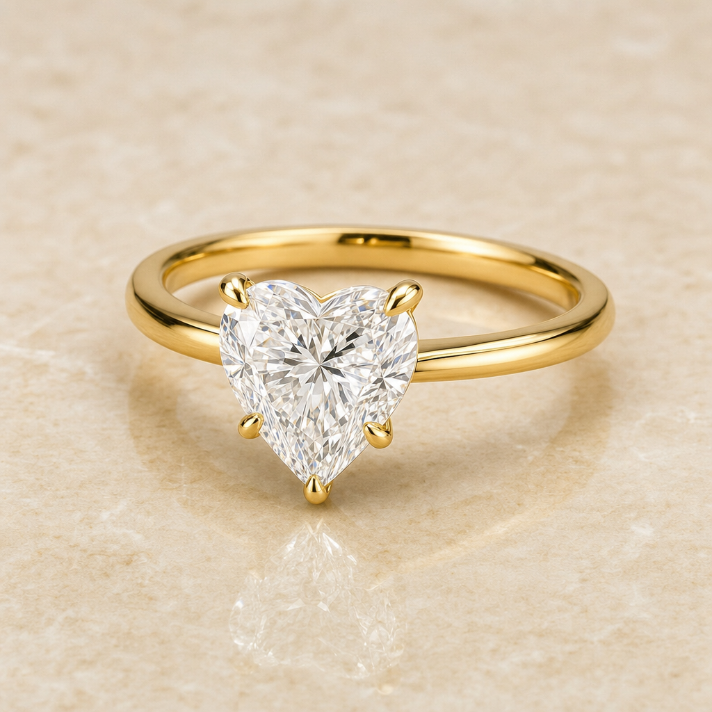 Heart classic solitaire lab-grown diamond engagement ring – 1Luxury Miami