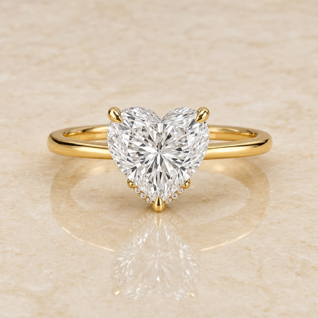 Heart hidden halo lab-grown diamond engagement ring – 1Luxury Miami