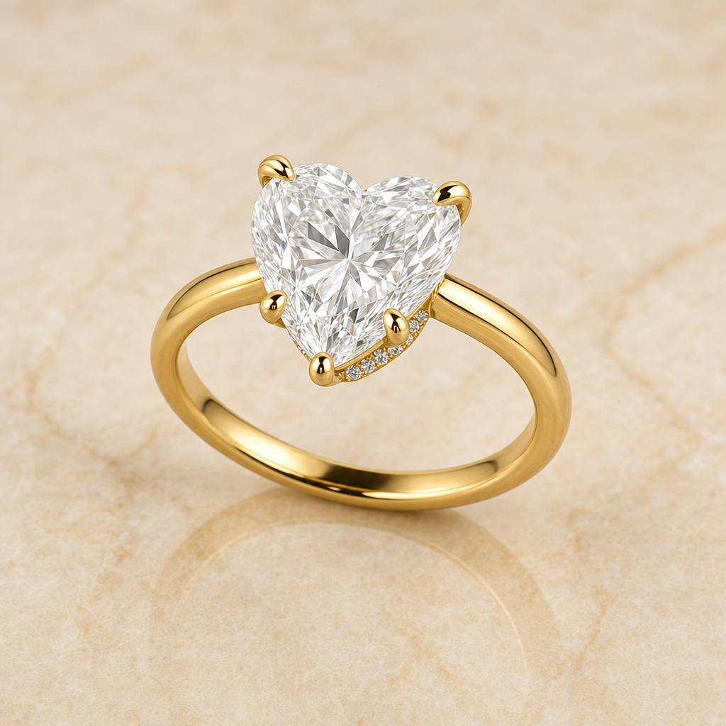 Heart hidden halo lab-grown diamond engagement ring – 1Luxury Miami