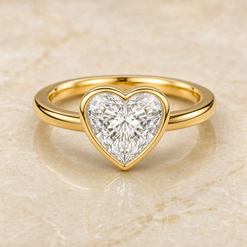 Heart bezel-set lab-grown diamond engagement ring – 1Luxury Miami