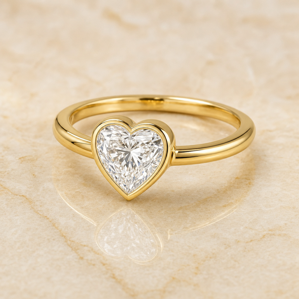 Heart bezel-set lab-grown diamond engagement ring – 1Luxury Miami