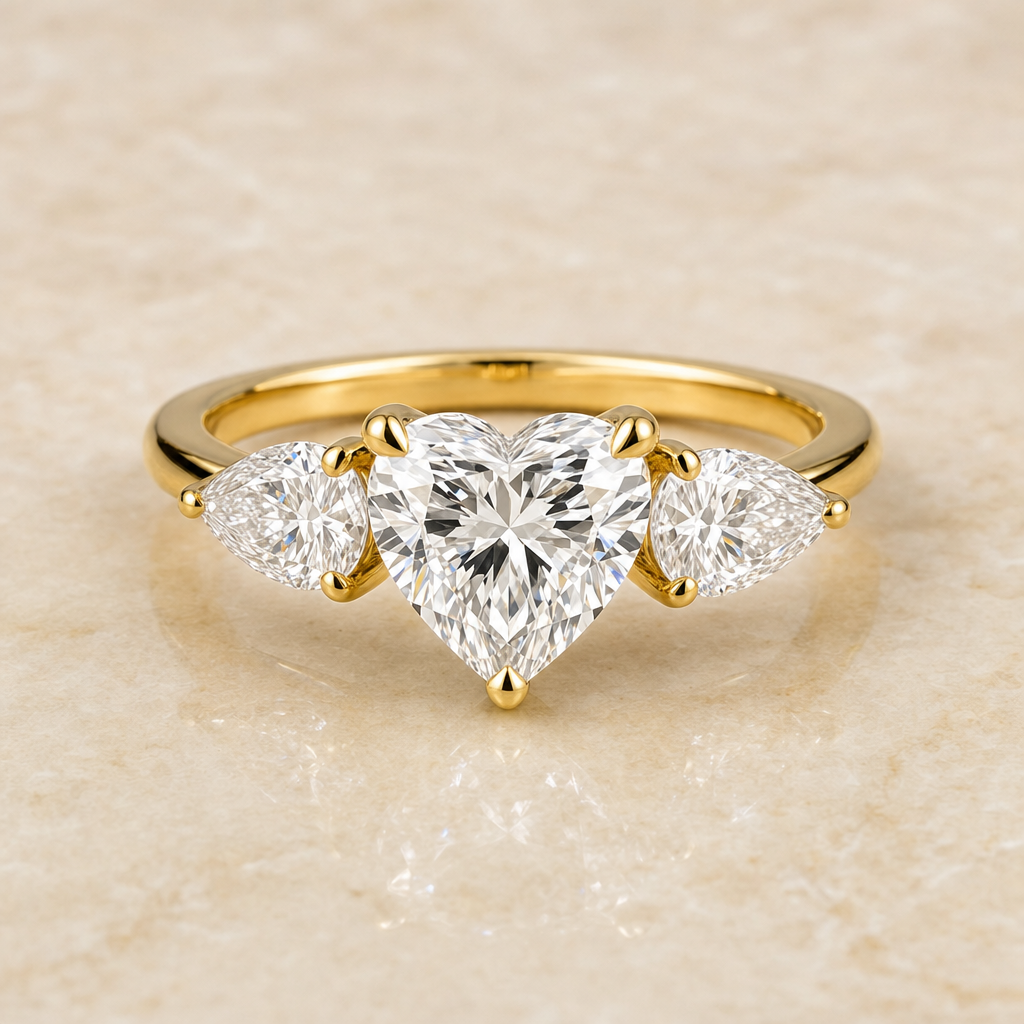 Heart three-stone lab-grown diamond engagement ring – 1Luxury Miami