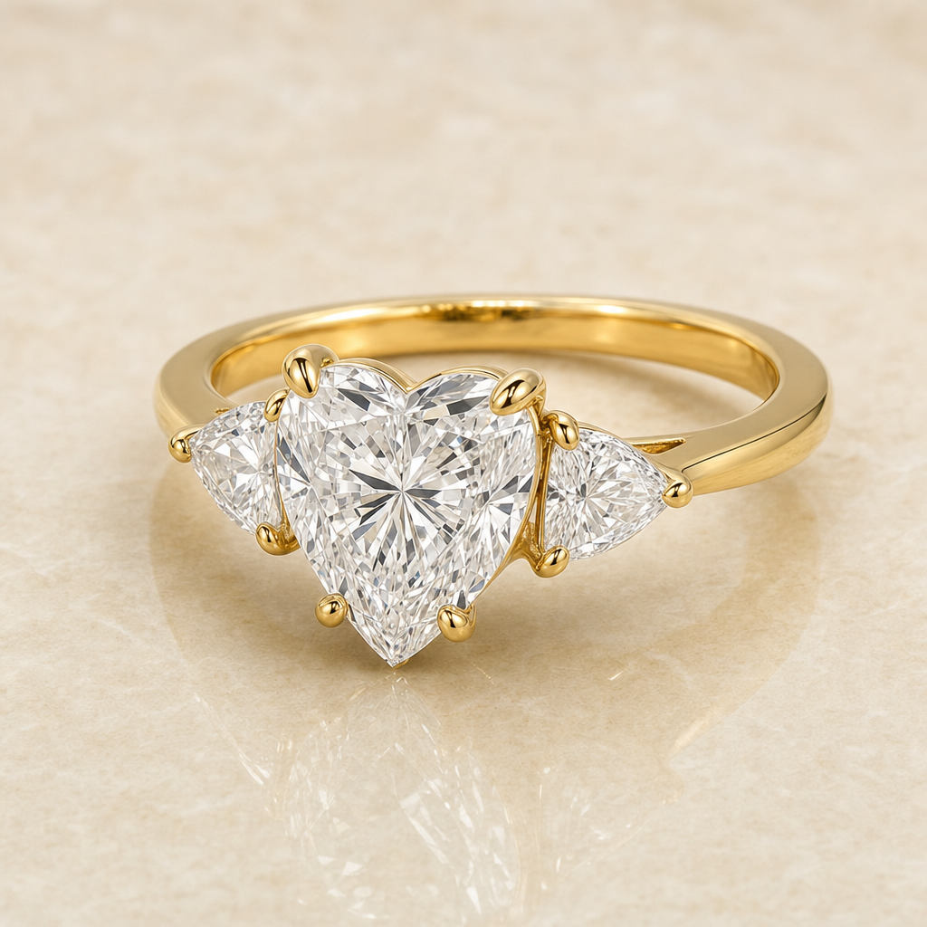 Heart three-stone lab-grown diamond engagement ring – 1Luxury Miami
