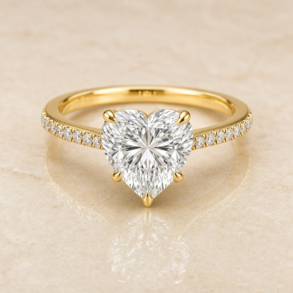 Heart cathedral pavé lab-grown diamond engagement ring – 1Luxury Miami