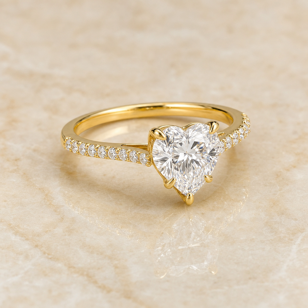 Heart cathedral pavé lab-grown diamond engagement ring – 1Luxury Miami