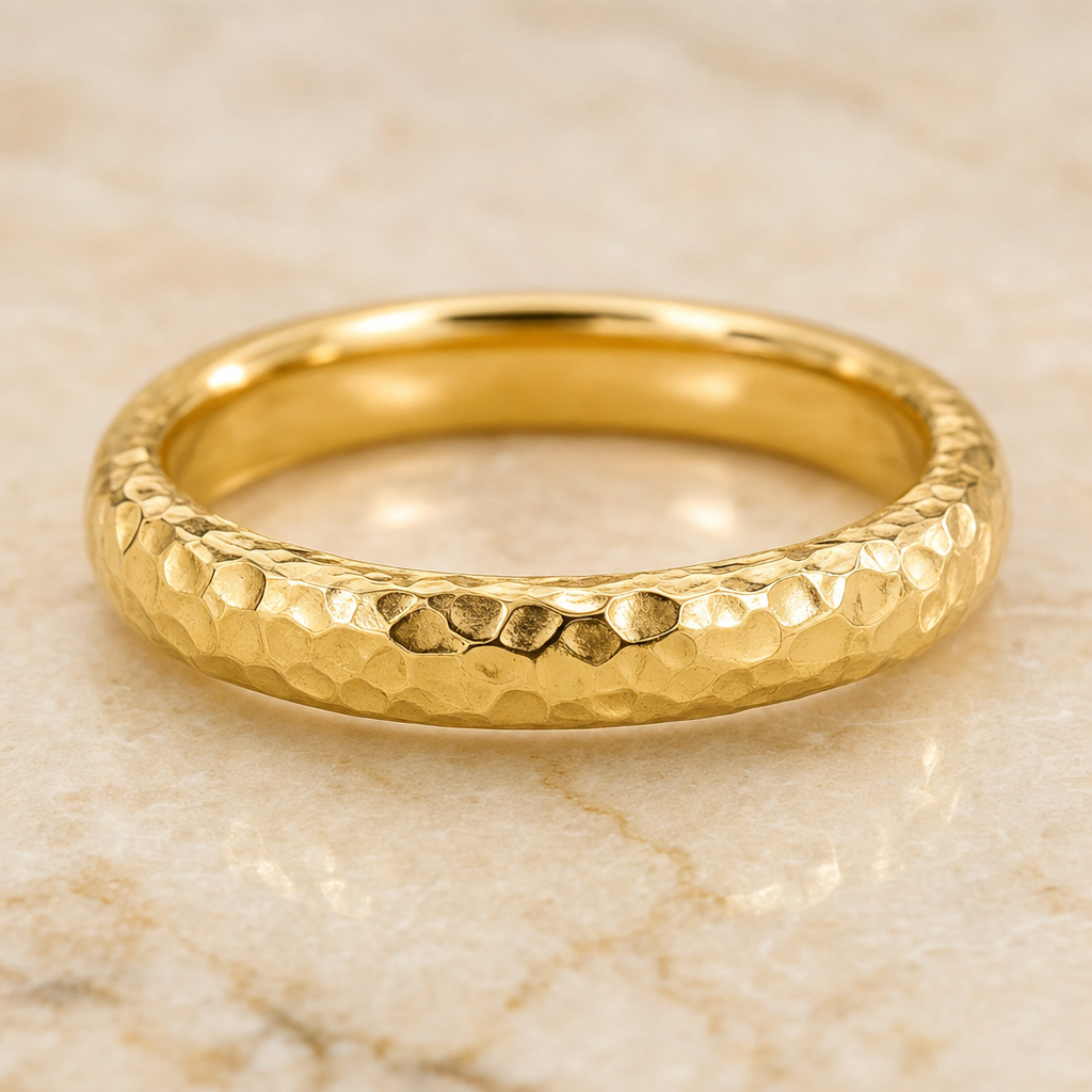 Textured Hammered Gold Band - image 3 - 1Luxury Miami