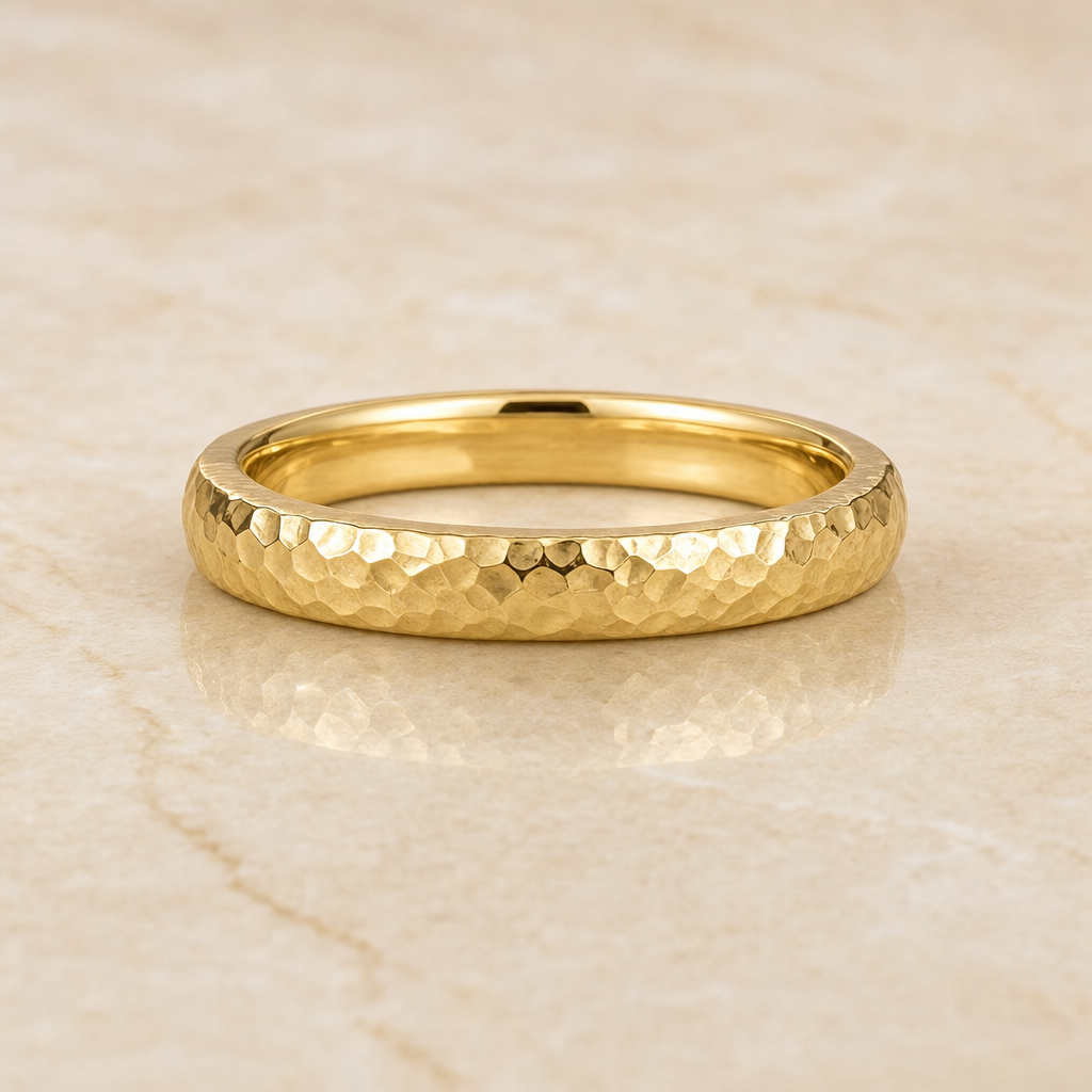 Textured Hammered Gold Band - main - 1Luxury Miami