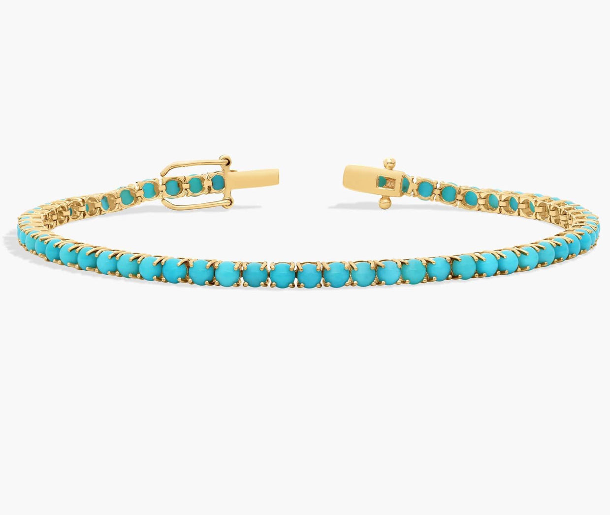 December Birthstone (Turquoise) & Yellow Gold Tennis Bracelet