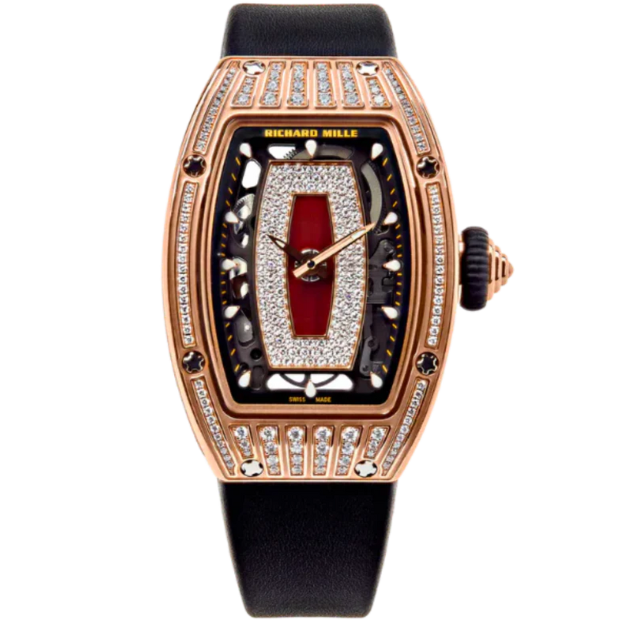 Richard Mille RM 07-01 Rose Gold Diamond-Set Rubber Strap luxury watch at 1Luxury Miami