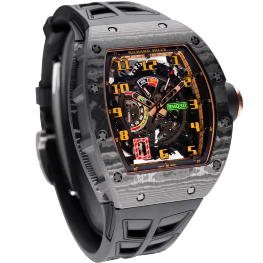 Richard Mille RM 030 Titanium Carbon TPT Diamond-Set Rubber Strap luxury watch at 1Luxury Miami
