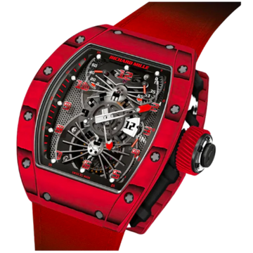 RM 022 Tourbillon Aerodyne Dual Time Red Rubber Strap Carbon Case