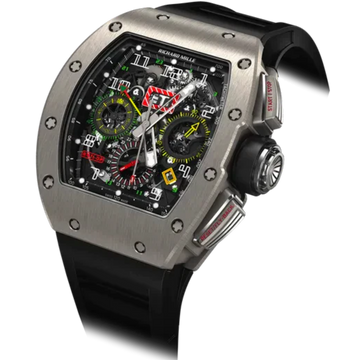 RM 011-02 Automatic Flyback Chronograph Dual Time Zone Black Rubber Strap Titanum Case
