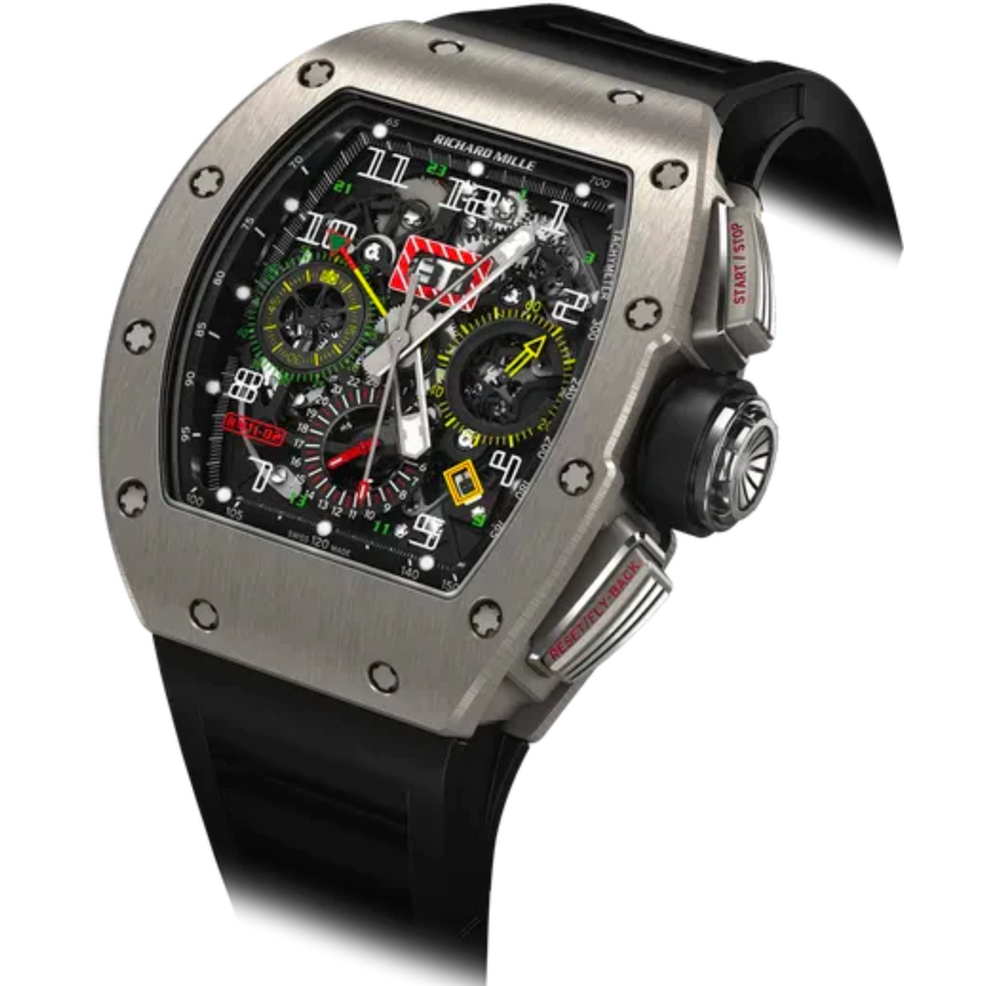 Richard Mille RM 011-02 Titanium Diamond-Set Rubber Strap luxury watch at 1Luxury Miami