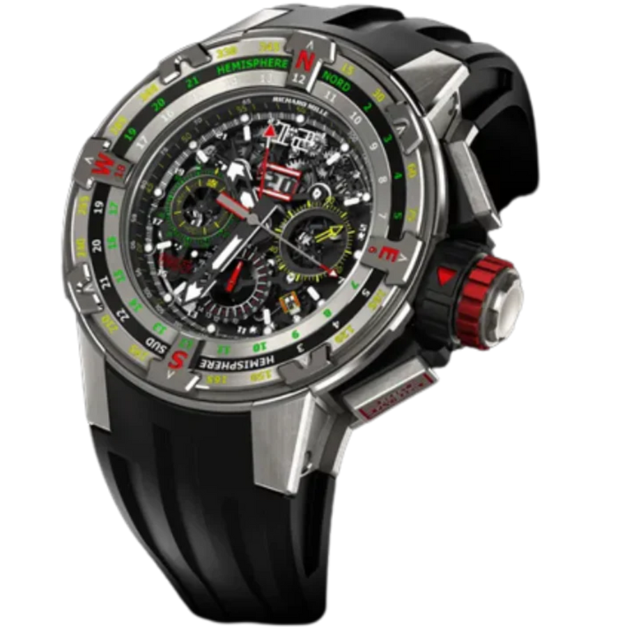 Richard Mille RM 60-01 Titanium Diamond-Set Rubber Strap luxury watch at 1Luxury Miami
