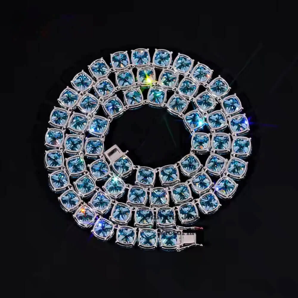 Blue Moissanite Tennis Chain Chain - 10mm
