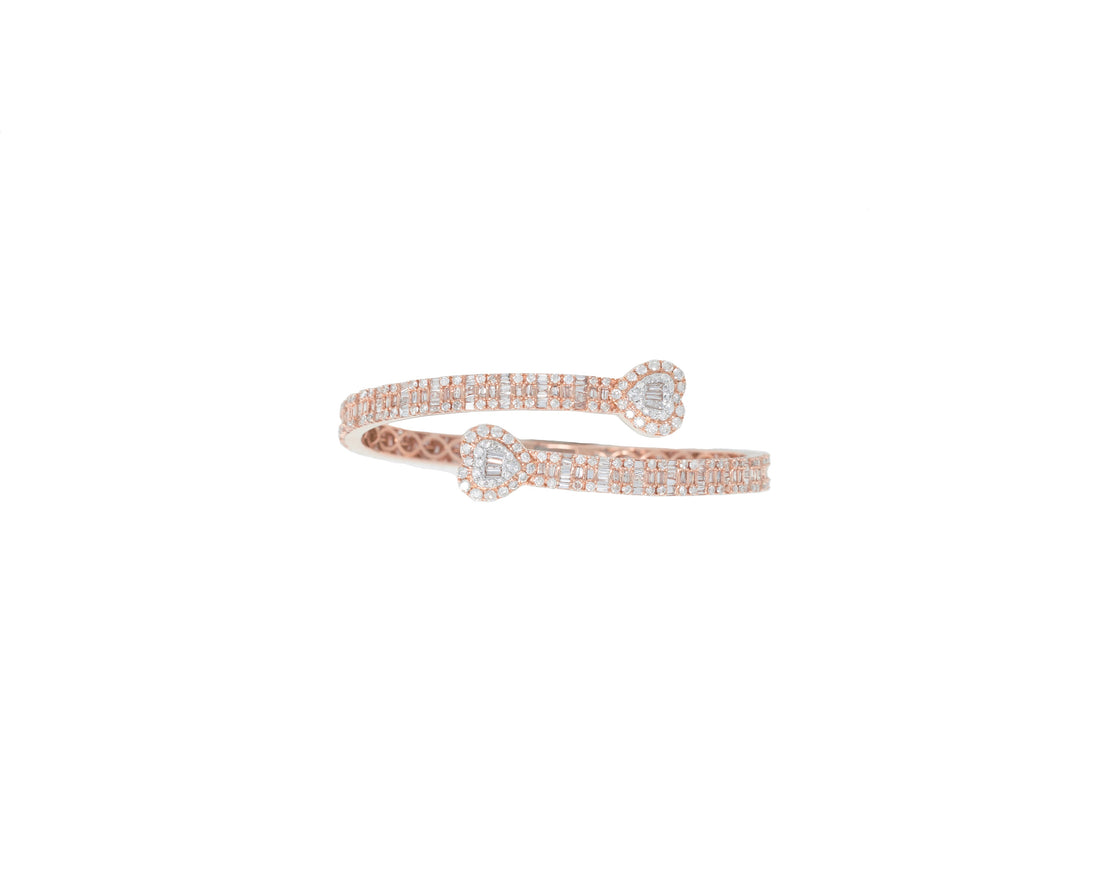 Woman's Heart Shape Baguette Bangle Bracelet