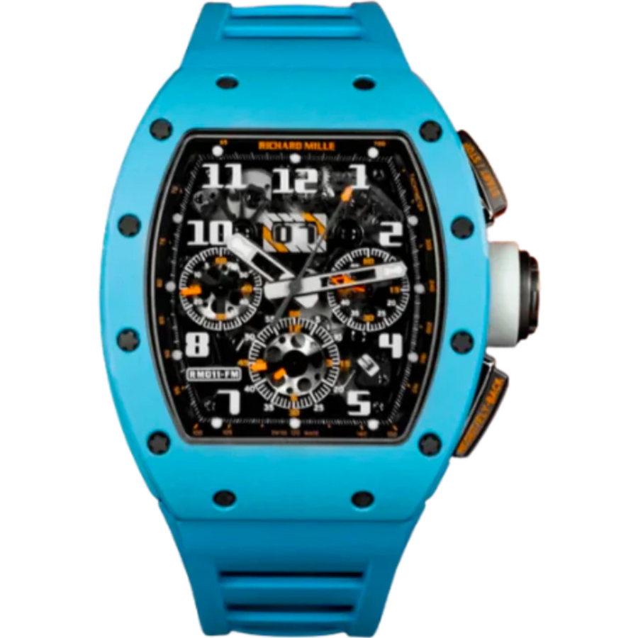 Richard Mille RM 011 Ceramic Diamond-Set Rubber Strap luxury watch at 1Luxury Miami