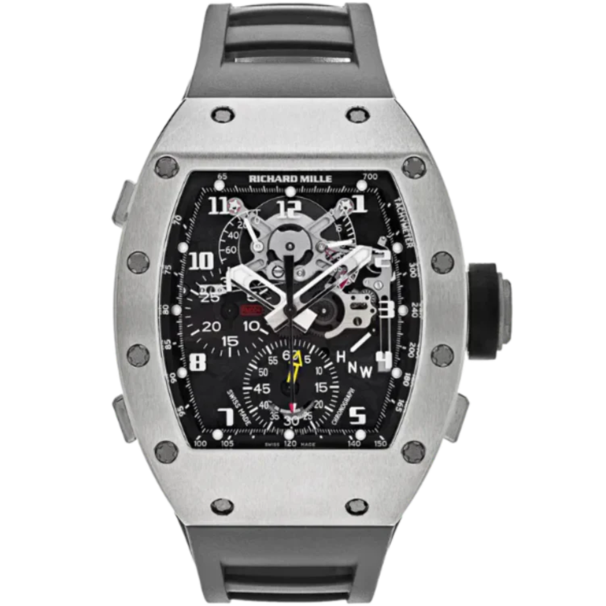 RM 004-V1 White Gold Split Second Chronograph Grey Rubber Strap White Gold Case
