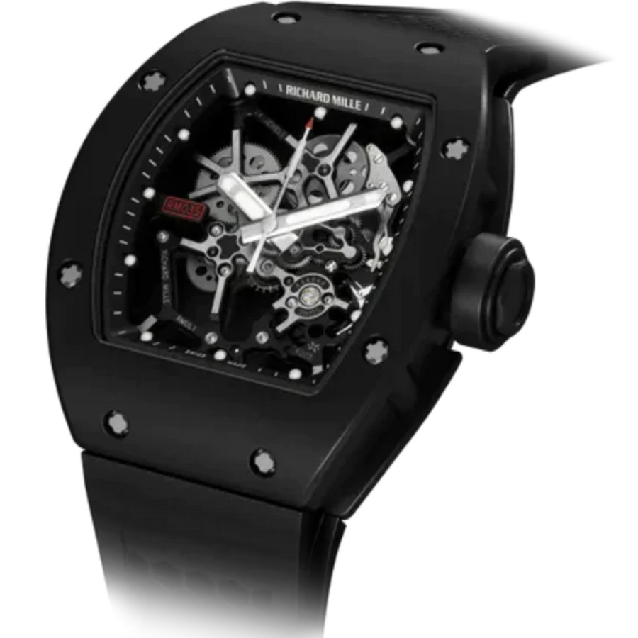 Richard Mille RM 035 Diamond-Set Black Rubber Strap Skeleton Dial Rubber Strap luxury watch at 1Luxury Miami