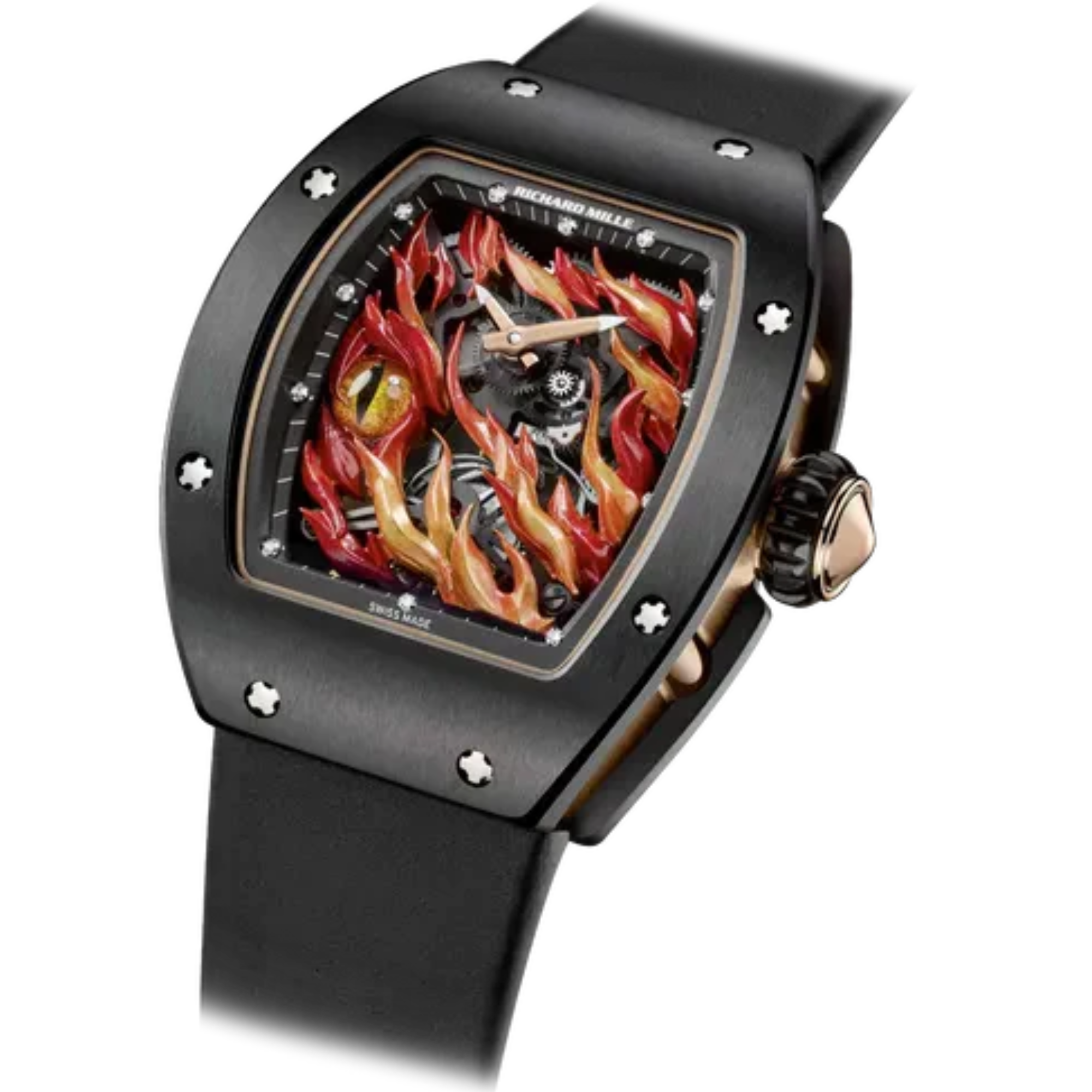 RM 26-02 Tourbillon Evil Eyeblack Leather Strap 3N Red Gold the Flames and Eye Dial  Black TZP Ceramic Case