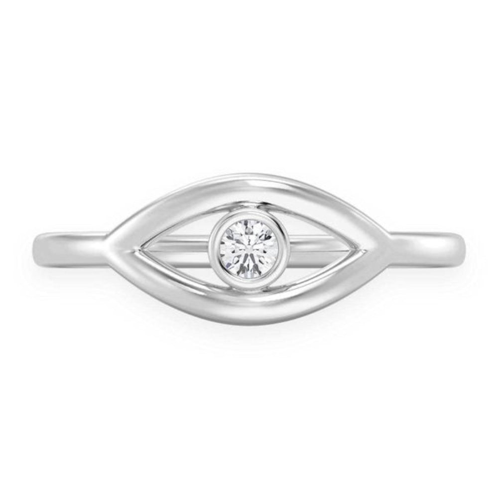 Evil Eye Diamond Ring 14k Solid Gold 0.05ctw
