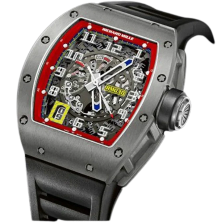 Richard Mille RM 030 Titanium Diamond-Set Rubber Strap luxury watch at 1Luxury Miami