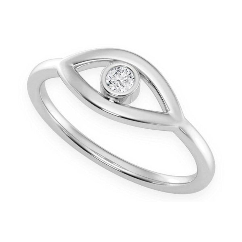 Evil Eye Diamond Ring 14k Solid Gold 0.05ctw