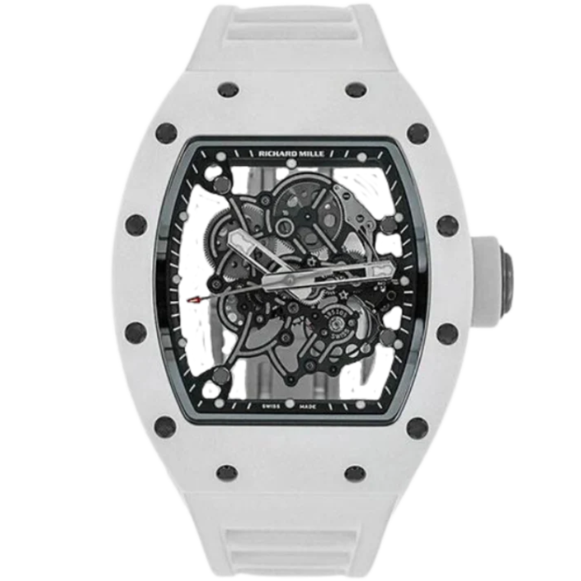 RM 055 Bubba Watson White Manual Winding White Rubber Strap White Ceramic Case