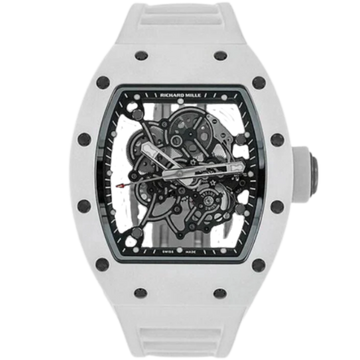 RM 055 Bubba Watson White Manual Winding White Rubber Strap White Ceramic Case