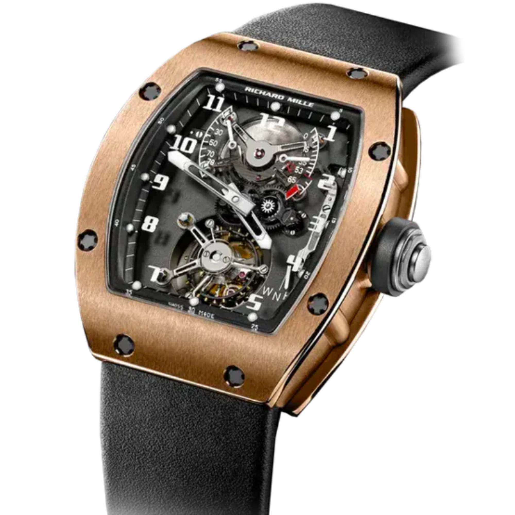 RM 002-V1 Tourbillon Rubber Strap Rose Gold Case