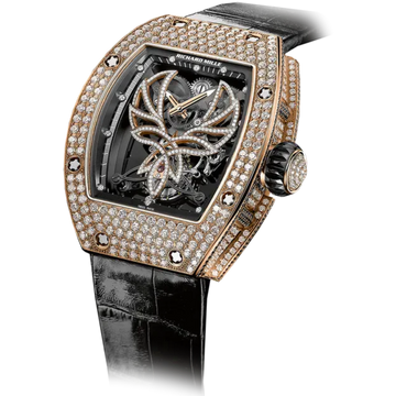 RM 051 Tourbillon Michelle Yeoh Black Alligator Strap Red Gold Case Diamond Set Bezel